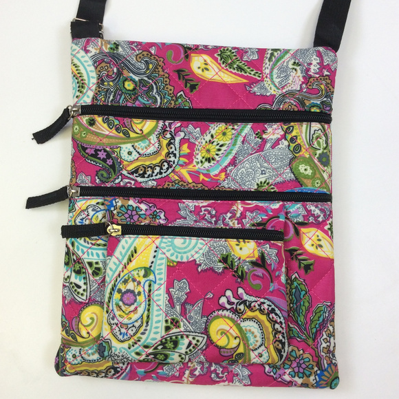 Handbags - Quilted Pink Paisley Crossbody Bag